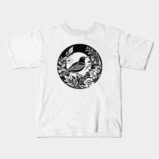 Bird and flowers Academia aesthetic Kids T-Shirt